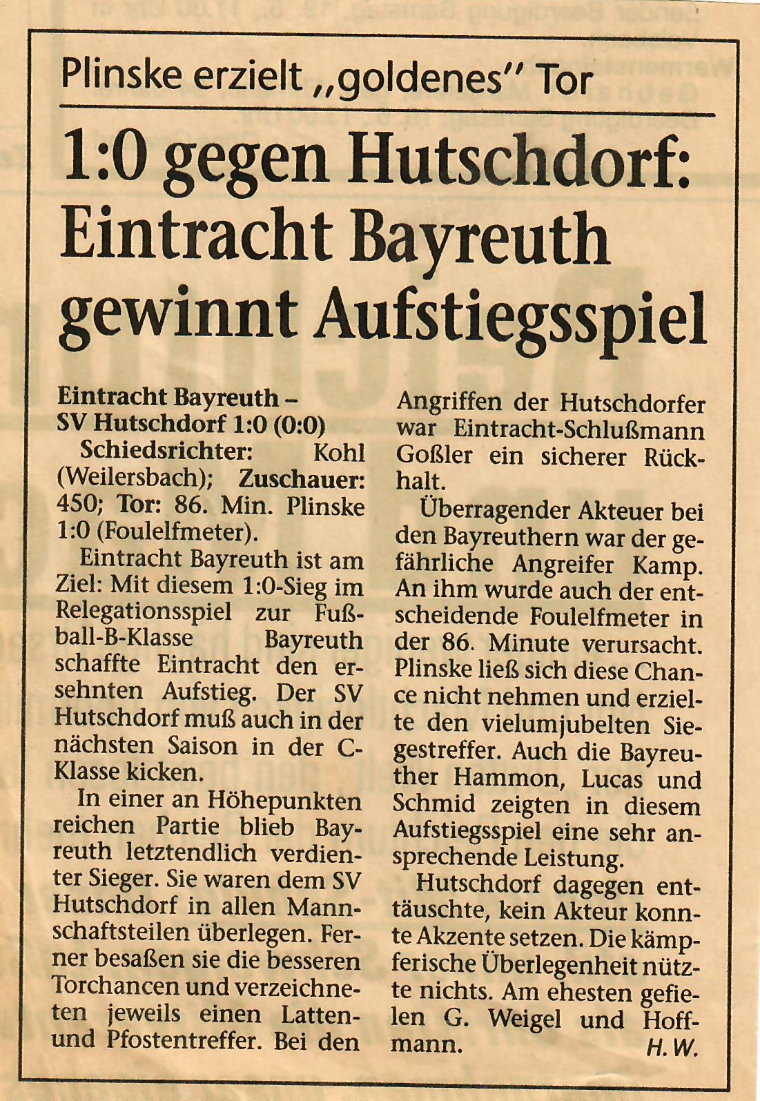 Bericht des Nordbayerischen Kurier, Bayreuth, über den Aufstieg 1993