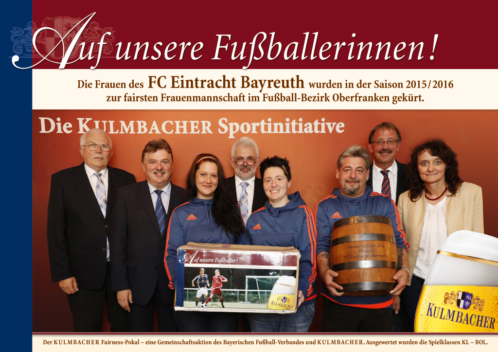 Ehrung der Damen des FC Eintracht Bayreuth als fairste Frauenmannschaft Oberfrankens 2015/16