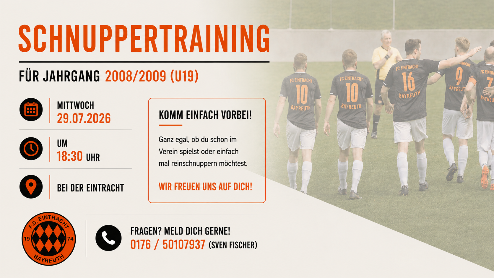 Schnuppertraining der U19 – Werde Teil des FC Eintracht Bayreuth