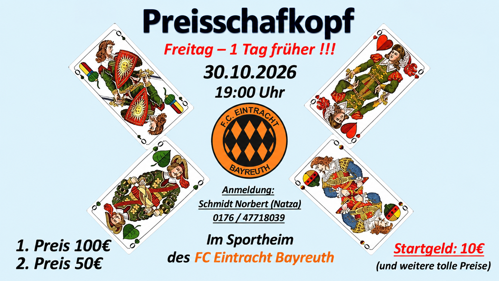 Preisschafkopf im Sportheim der Eintracht